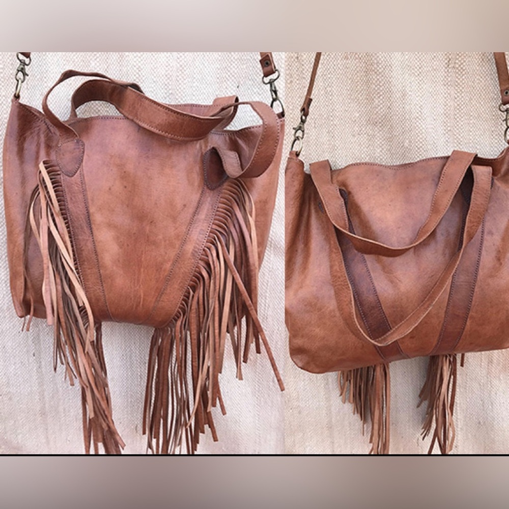 Fringe leather purse